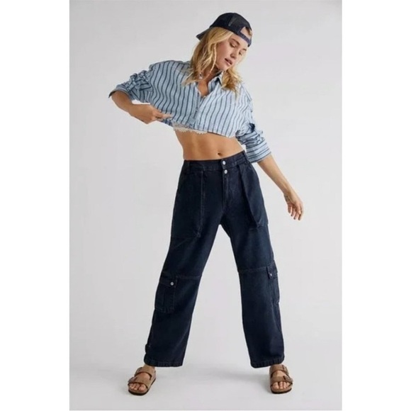 Free People Marx Slouchy Cargo wide Leg Jeans - Picture 1 of 11